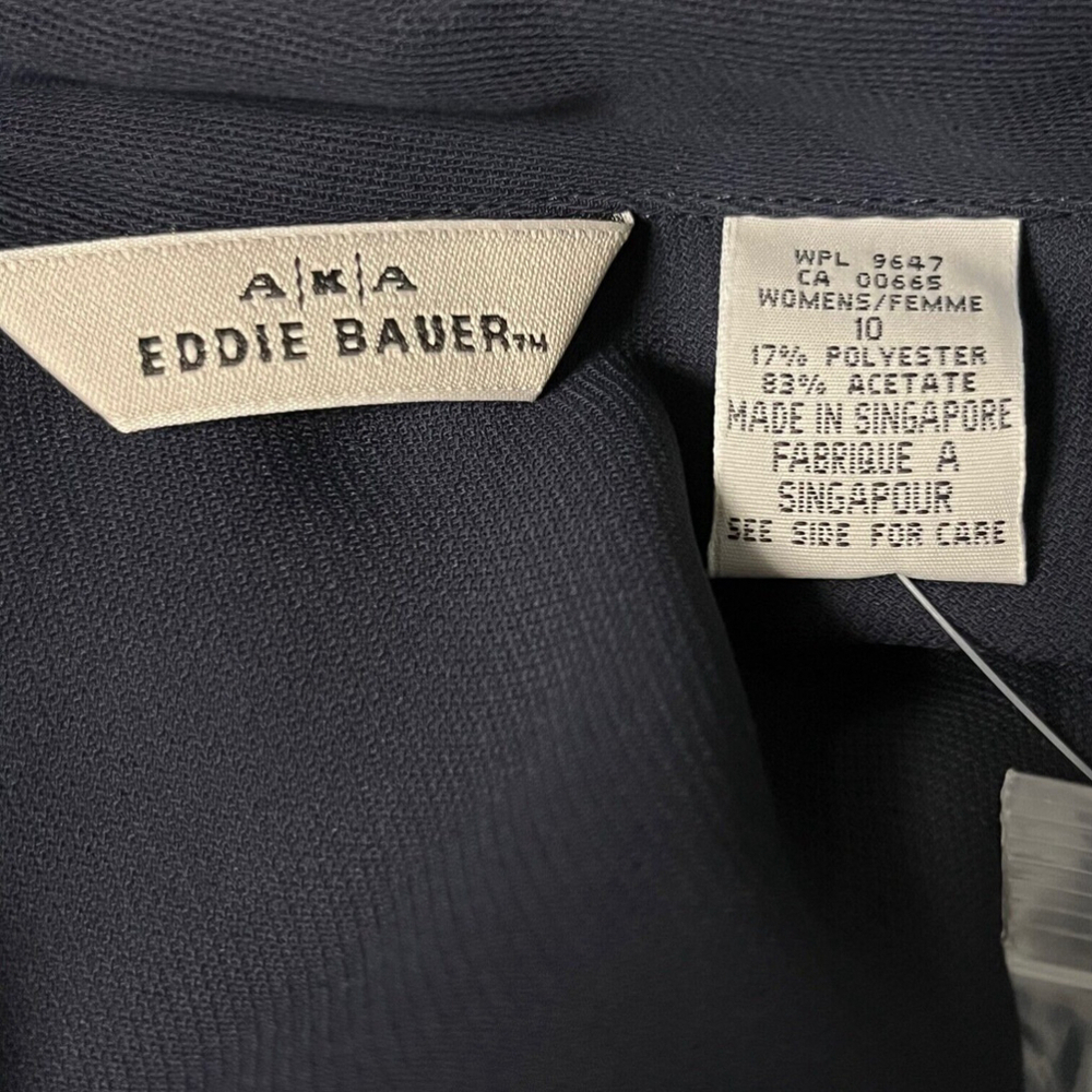 Eddie Bauer Navy Blue Button Front Short Sleeve Maxi Shirt Dress Size 10 NWT - Picture 7 of 7